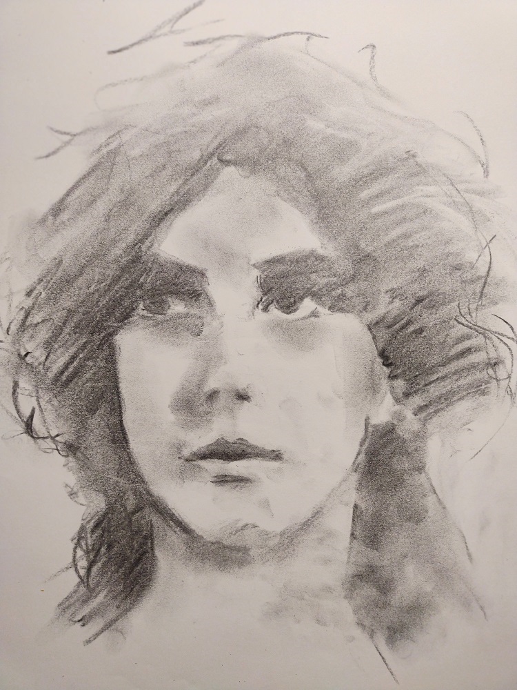 Portrait au fusain à la tache